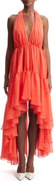 Bardot Leona High-Low Chiffon Halter Dress