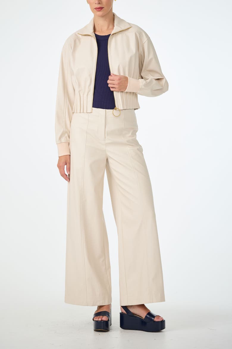 Parque Faux Leather Wide Leg Pant, Alternate, color, Ecru
