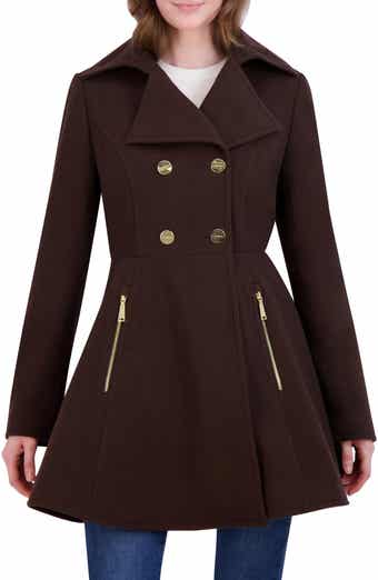Laundry by Shelli Segal Double Breasted Fit & Flare Wool Blend Coat