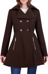 Laundry by Shelli Segal Double Breasted Fit & Flare Wool Blend Coat