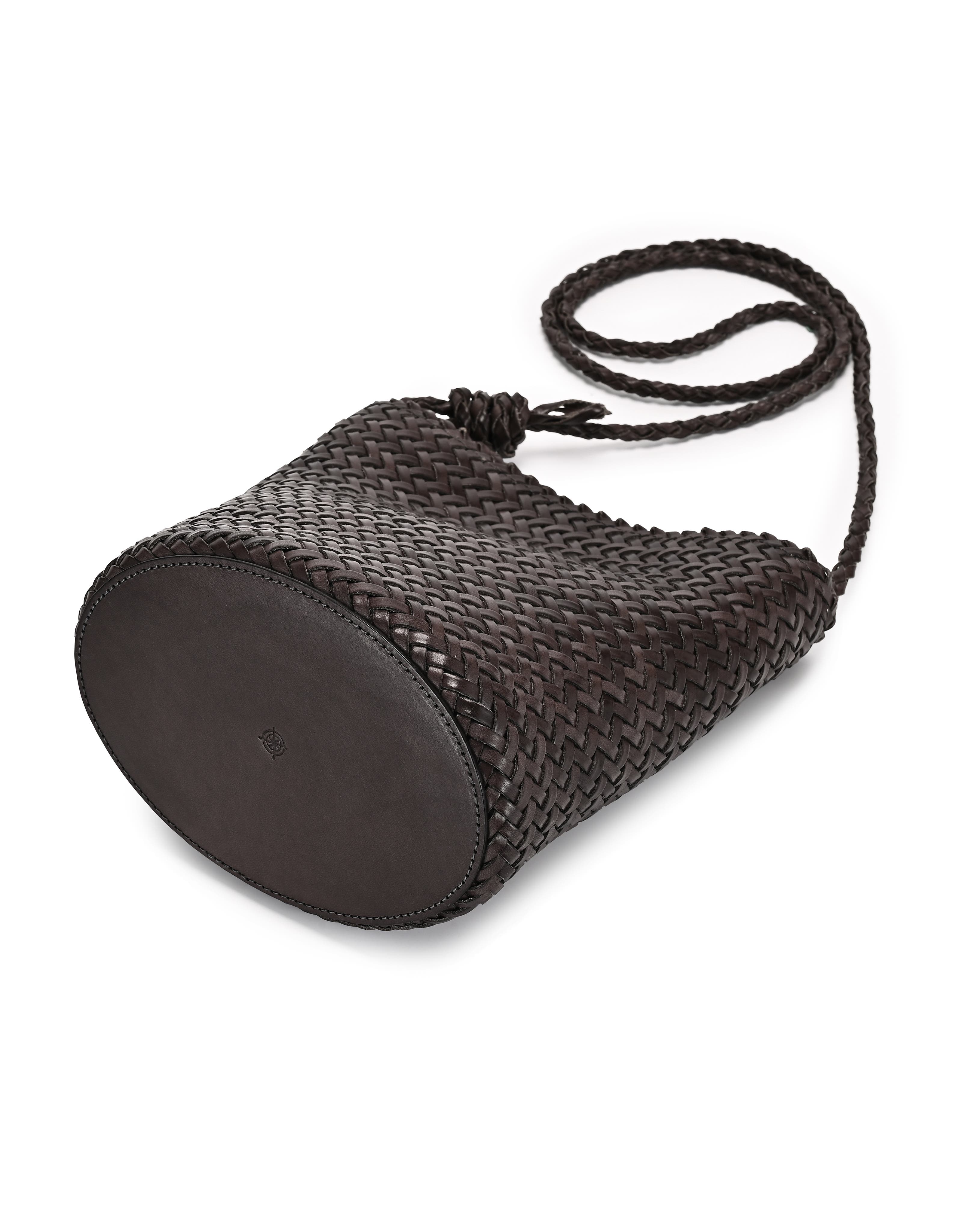 OLD TREND Reed Genuine Leather Woven Barrel Crossbody Bag, Alternate, color, Grey