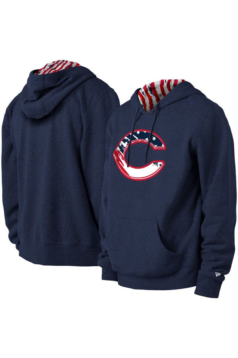 Men's New Era Navy Cincinnati Reds 4th of July Stars & Stripes Pullover Hoodie, Main, color, Navy