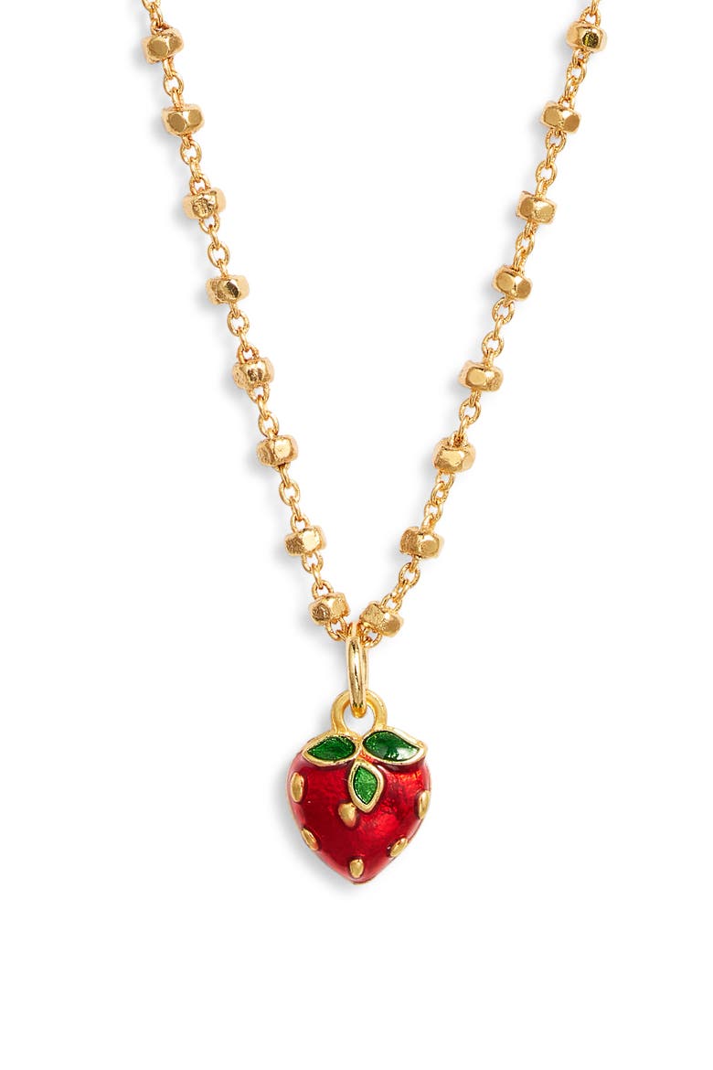 Strawberry Girl Pendant Necklace, Main, color, GOLD