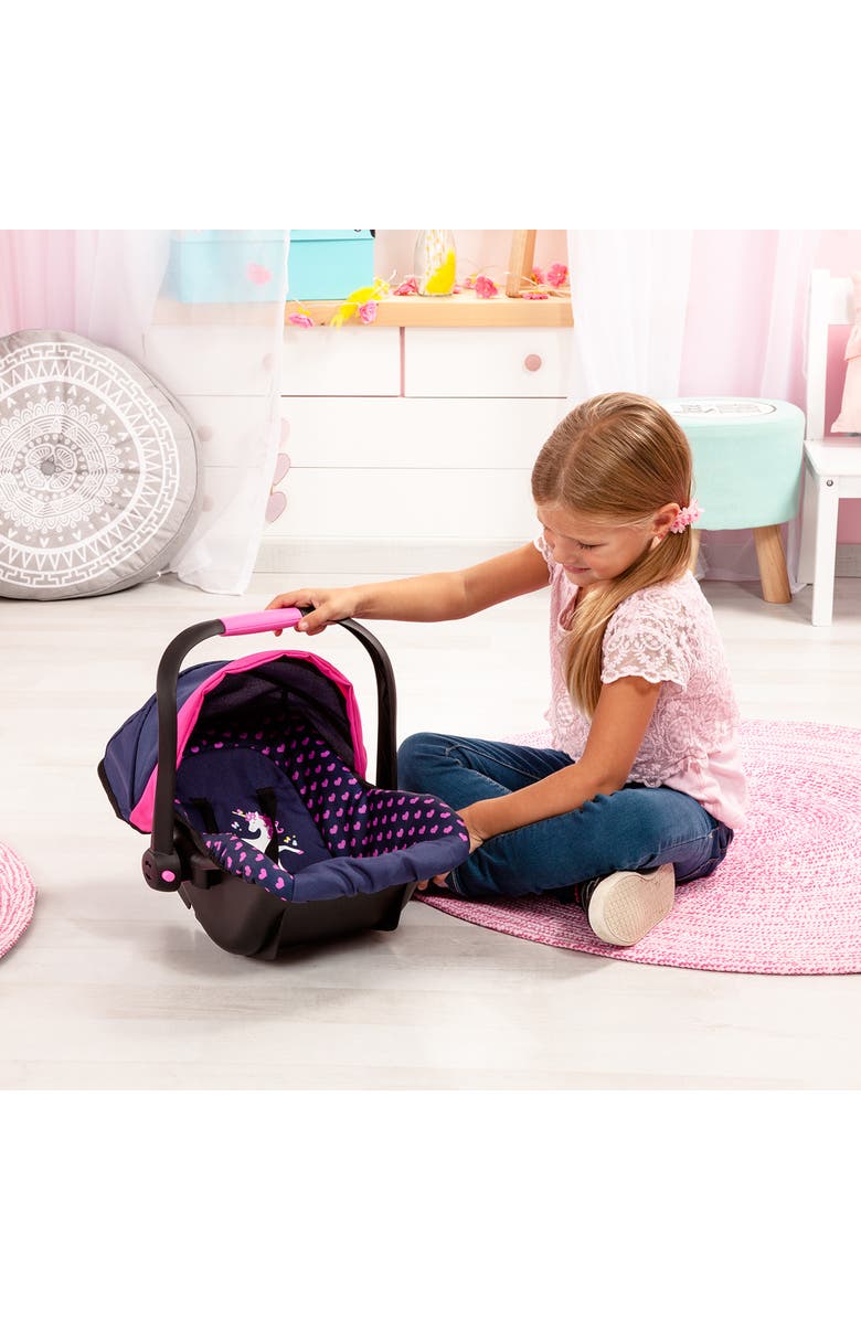 Bayer Design Baby Doll Deluxe Car Seat With Canopy Blue & Pink, Alternate, color, Multicolored