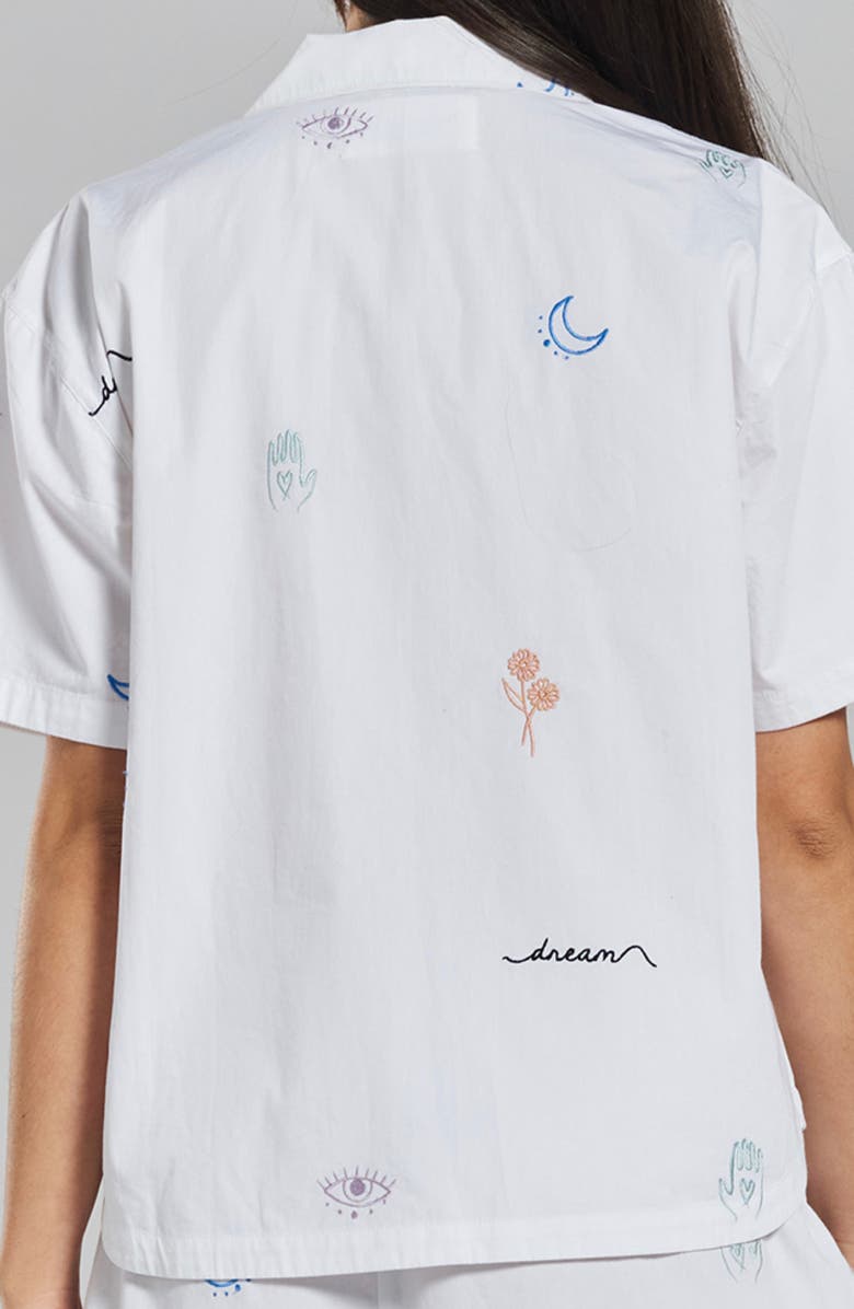 PEACHAUS Telopea Embroidered Ethical-Cotton Pajama Shirt, Alternate, color, 