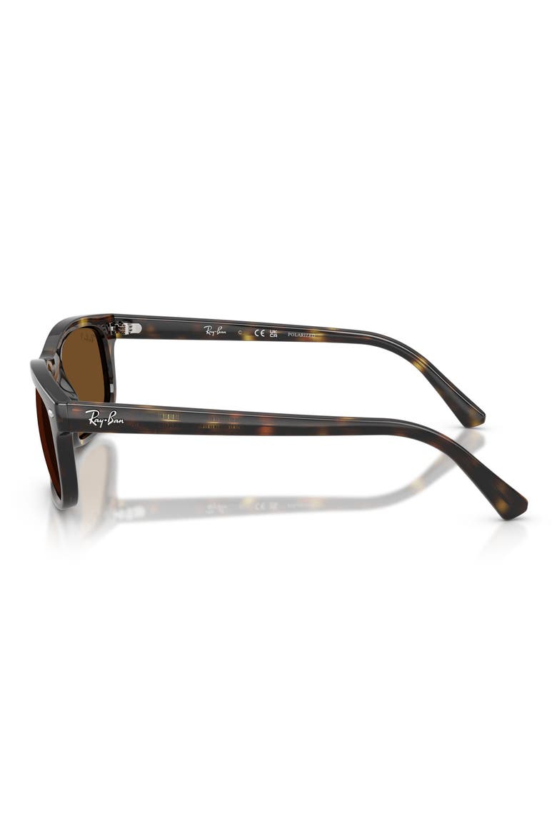 60mm Polarized Rectangular Sunglasses, Alternate, color, HAVANA / POLAR BROWN