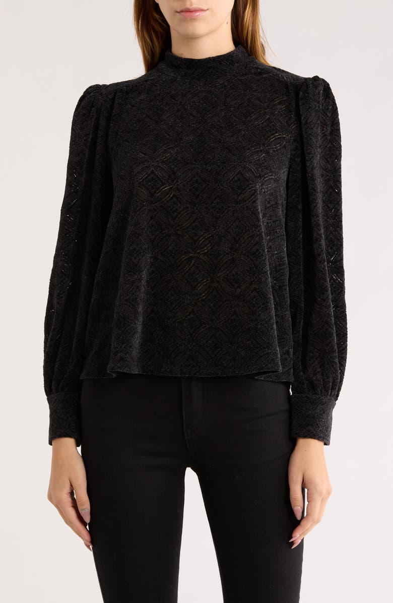 Melrose and Market Long Sleeve Lace Top, Main, color, Black