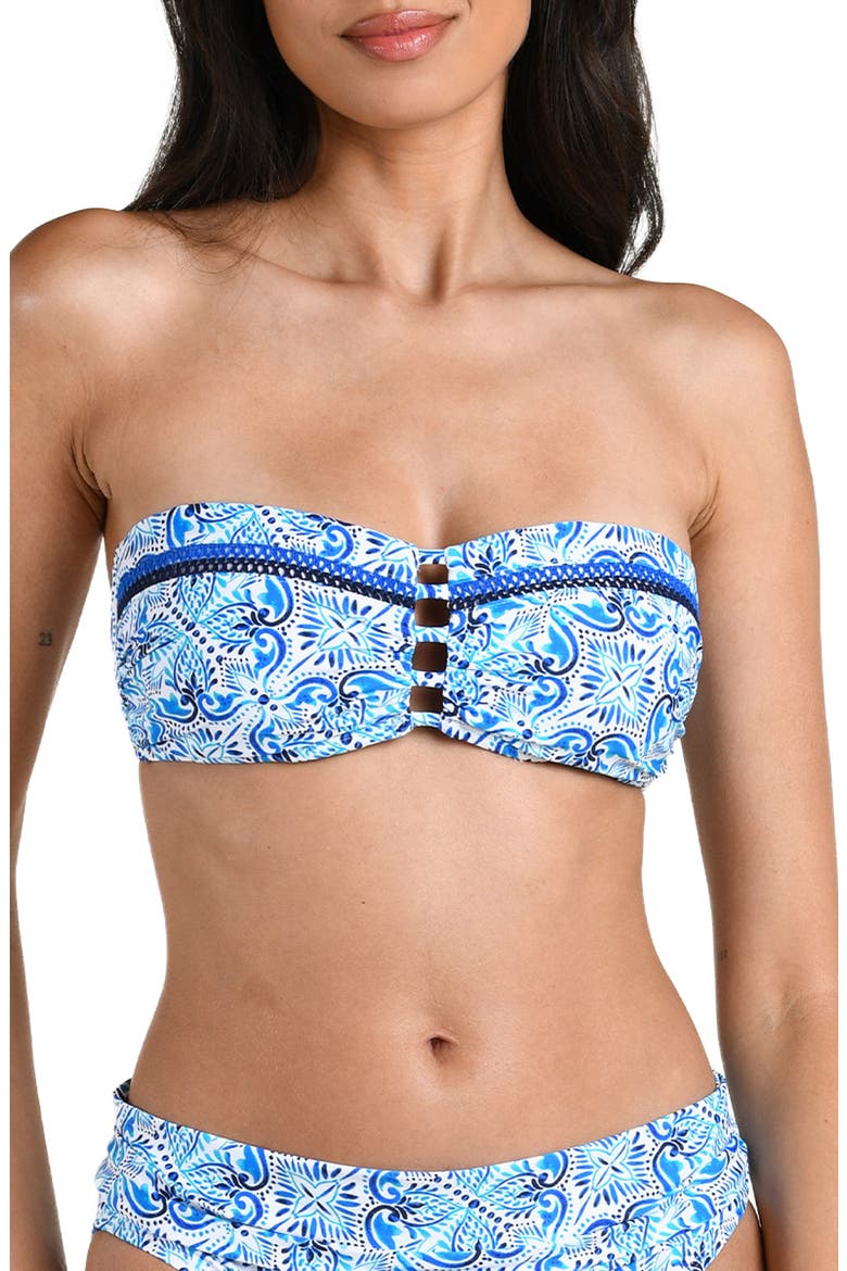 Costa Azul Bandeau Bikini Top, Main, color, BLUE