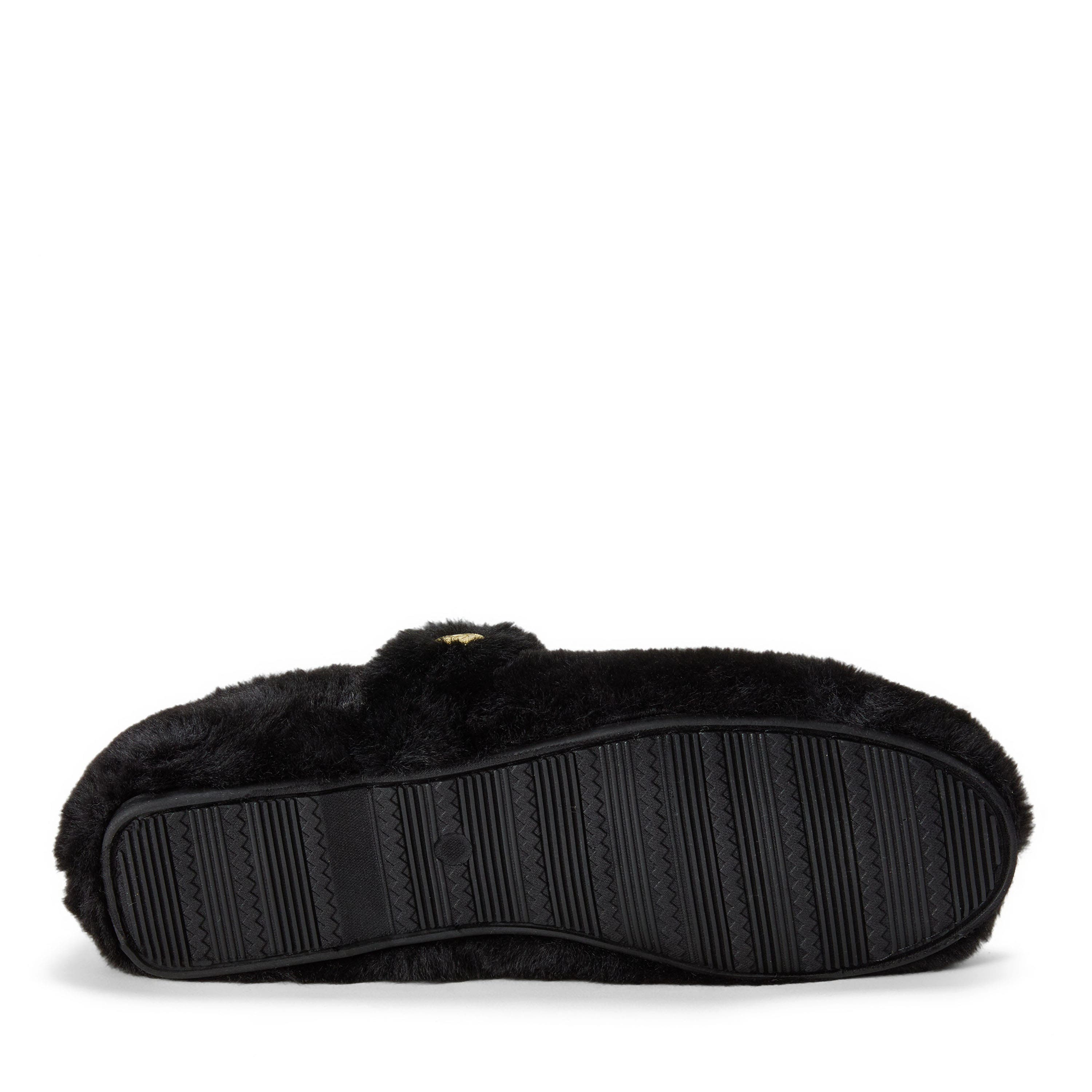 Maryanne Luxe Teddy Maryjane Slippers, Alternate, color, BLACK