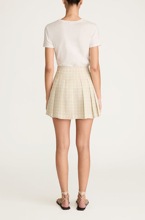 Rebecca Taylor Painterly Windowpane Pleated Faille Skirt In Sand Combo