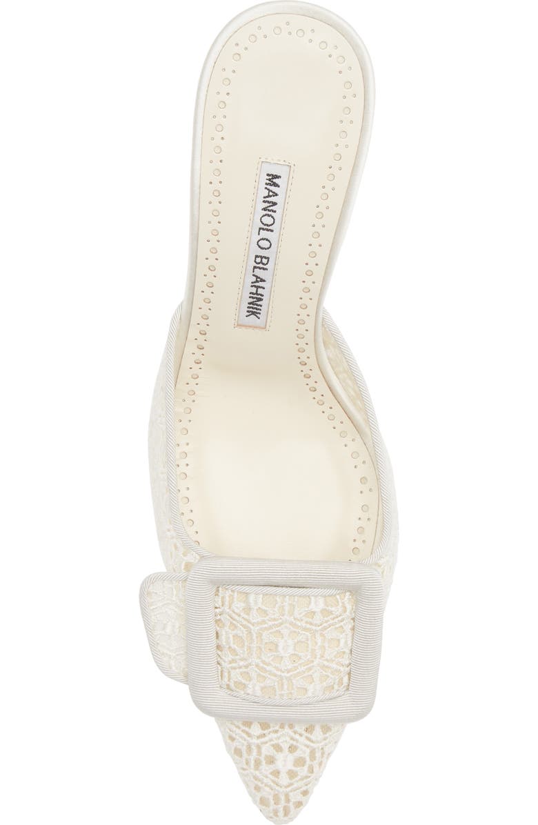 Manolo Blahnik Maysalebi Lace Buckle Pointed Toe Mule, Alternate, color,