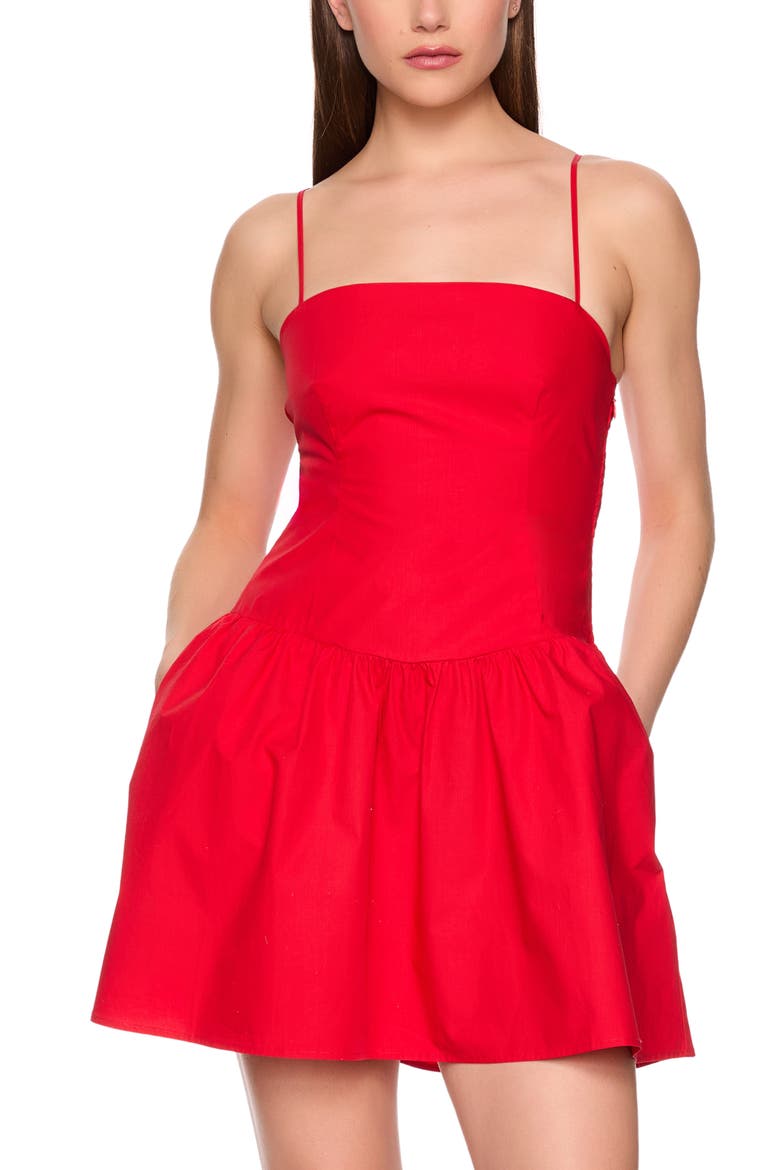 Cotton Poplin Fit & Flare Minidress, Alternate, color, PERFECT RED