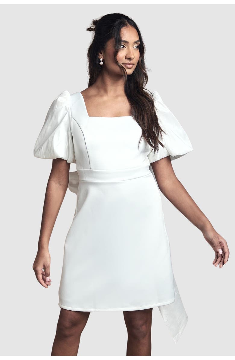 Coast Taffeta Bow Back Mini Dress, Alternate, color, Ivory