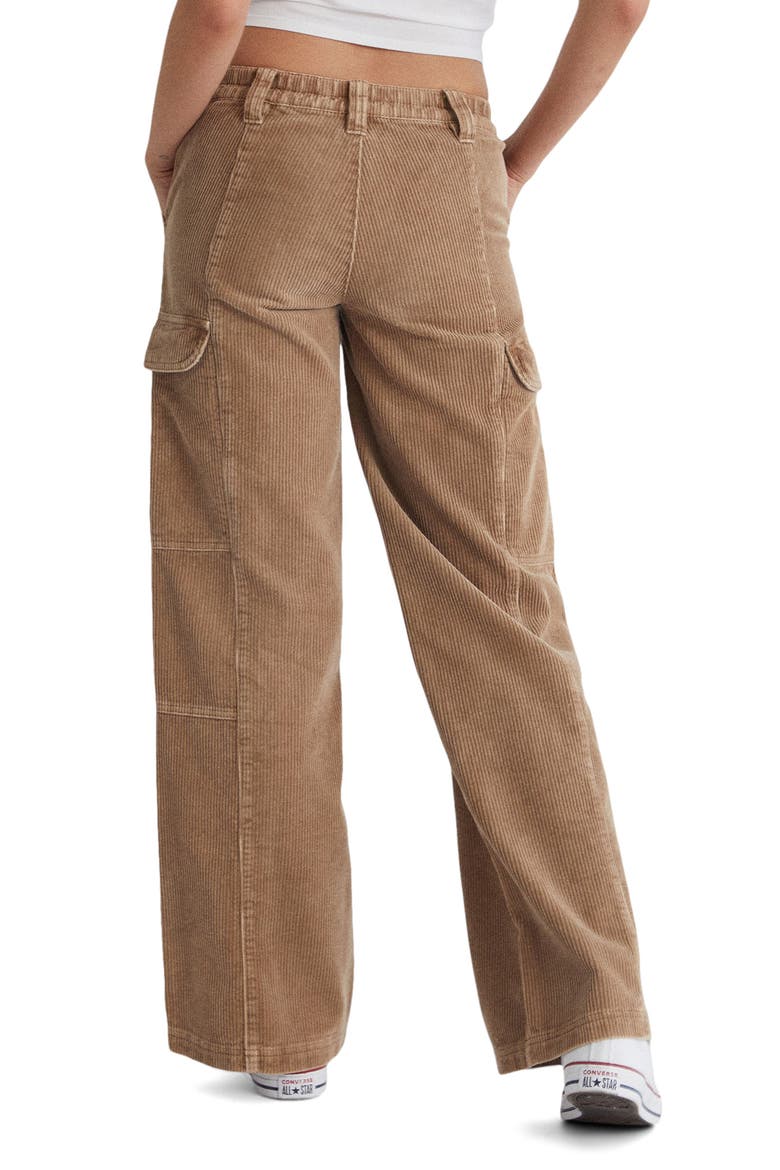 Low Rise Wide Leg Corduroy Pants, Alternate, color, PINE BARK