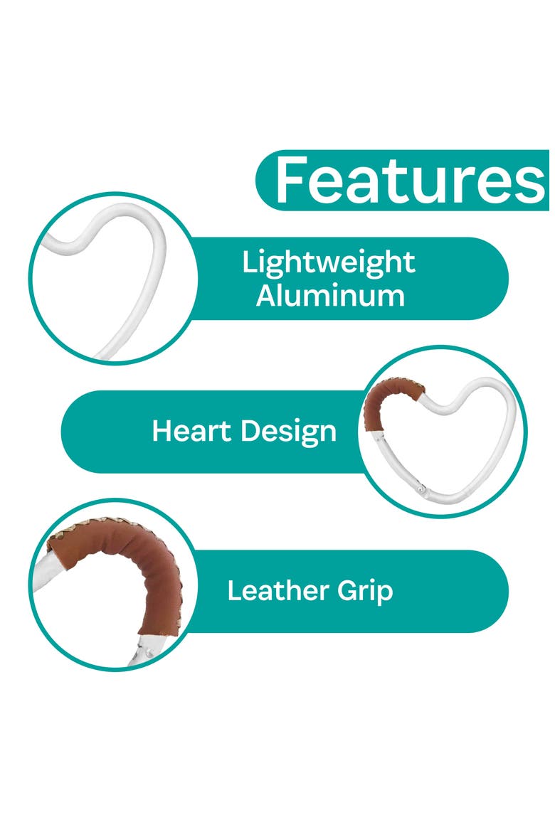 Heart Shaped Stroller Hook, Alternate, color, SILVER/ BROWN