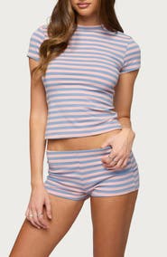 EDIKTED Isara Stripe Stretch Cotton T-Shirt