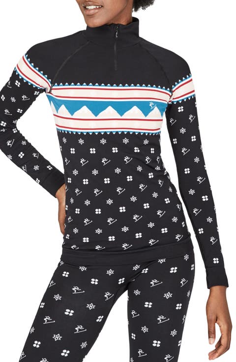 Fair Isle Print Long Sleeve Quarter Zip Pullover