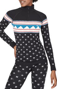 Sweaty Betty Fair Isle Print Long Sleeve Quarter Zip Pullover