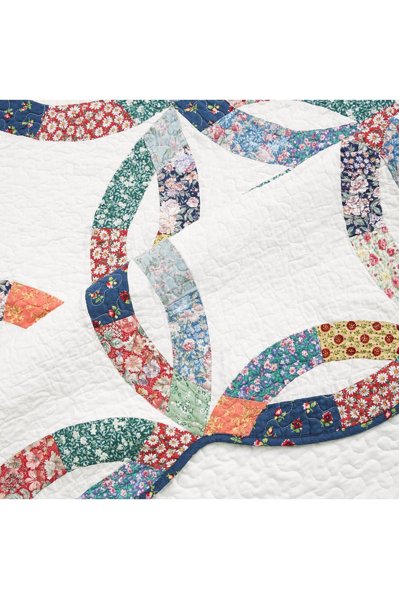 Heritage Double Wedding Ring Patchwork Cotton Blend Bedding Set, Alternate, color, White