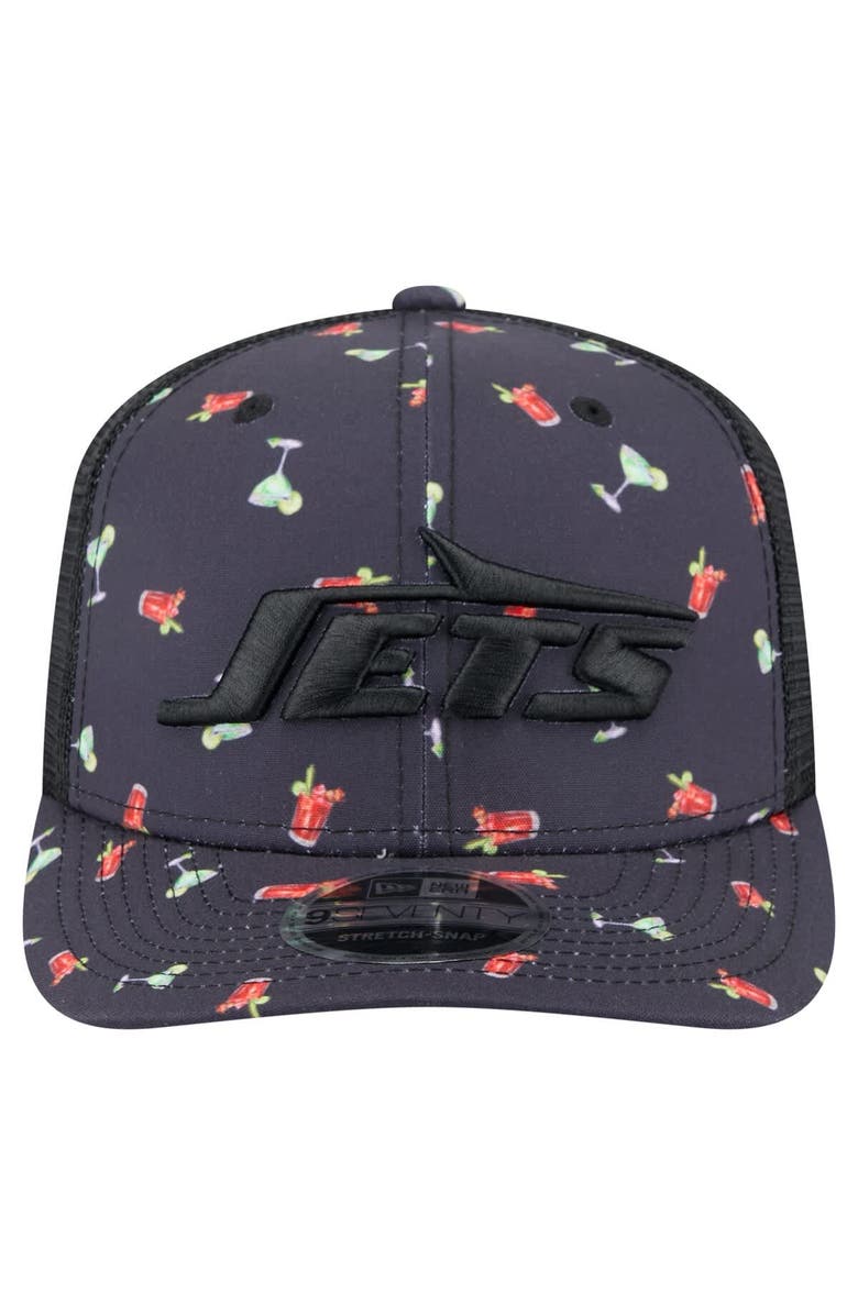 New Era Men's New Era Navy/Black New York Jets Adventure Drinks Pattern 9SEVENTY Stretch-Snap Hat, Alternate, color, Navy