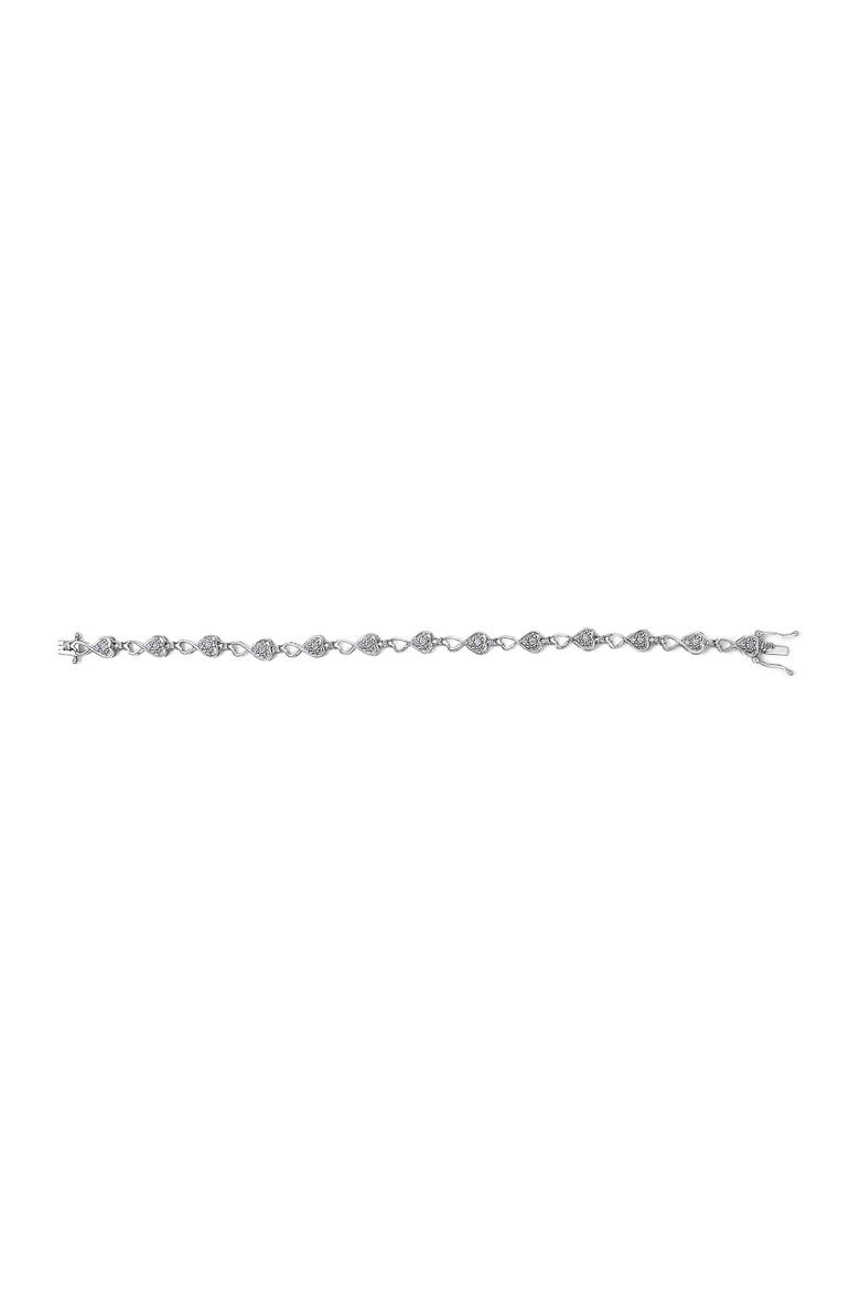 .925 Sterling Silver 1/4 Cttw Diamond Infinity Heart Link Bracelet, Alternate, color, Silver