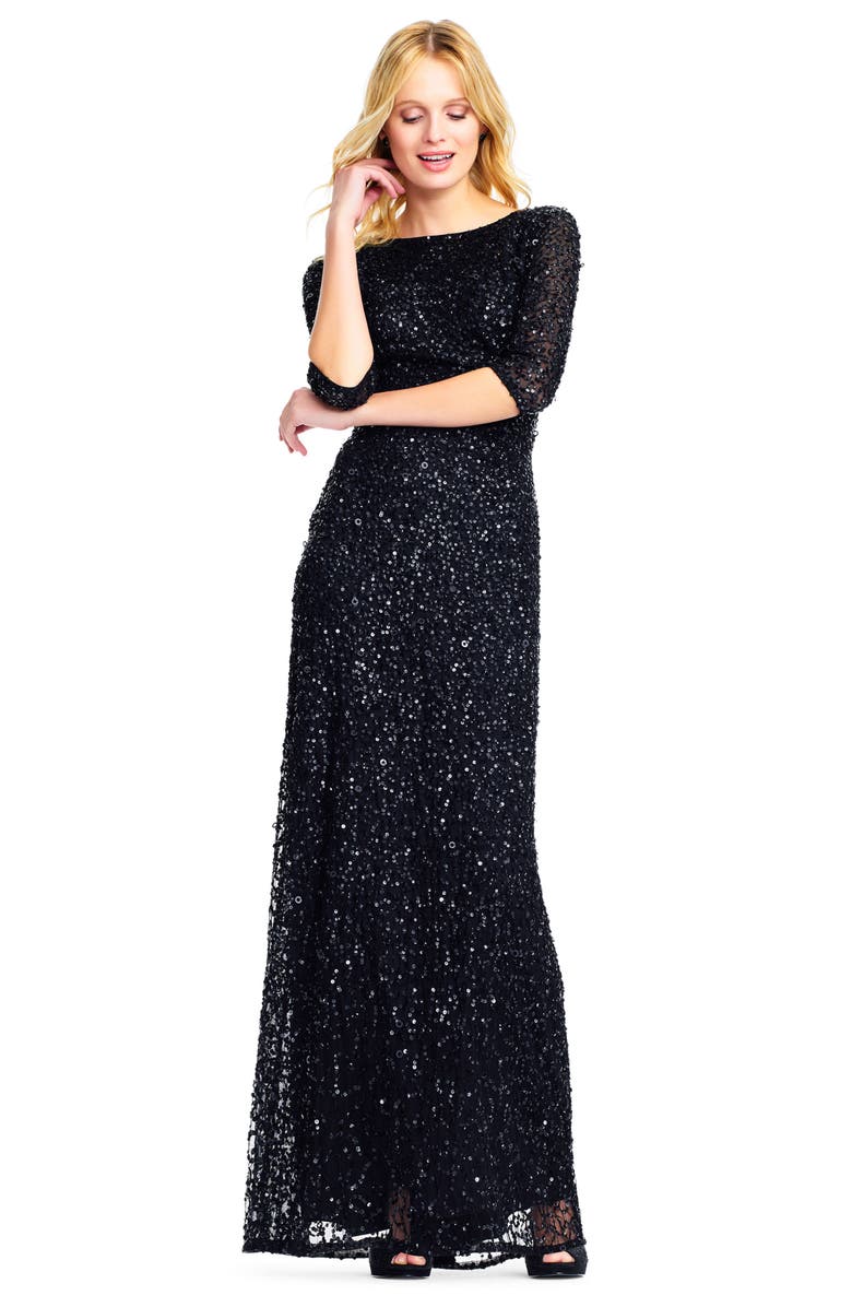 Adrianna Papell Sequin Mesh Gown, Alternate, color, 