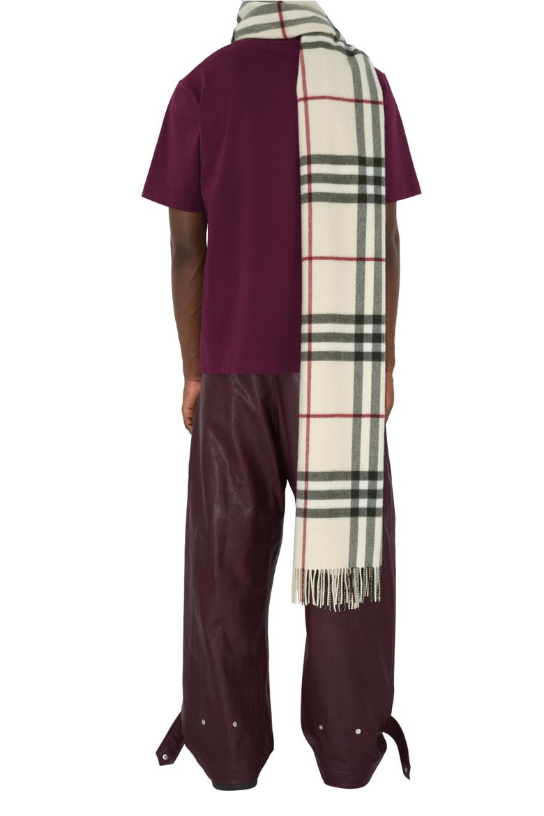 Giant Check Washed Cashmere Scarf, Alternate, color, STONE