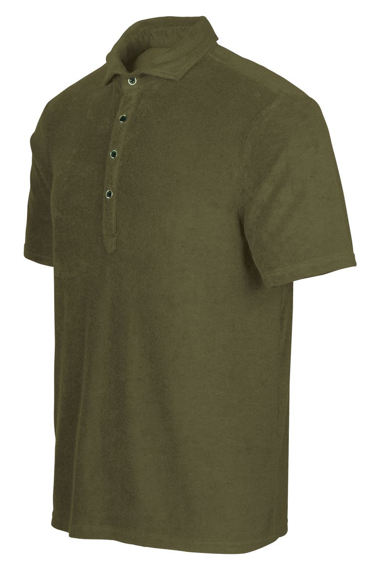 Myrtos Velour Cover-Up Polo, Alternate, color, OLIVE