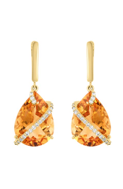 14K Yellow Gold Sunset Glow Citrine Earrings