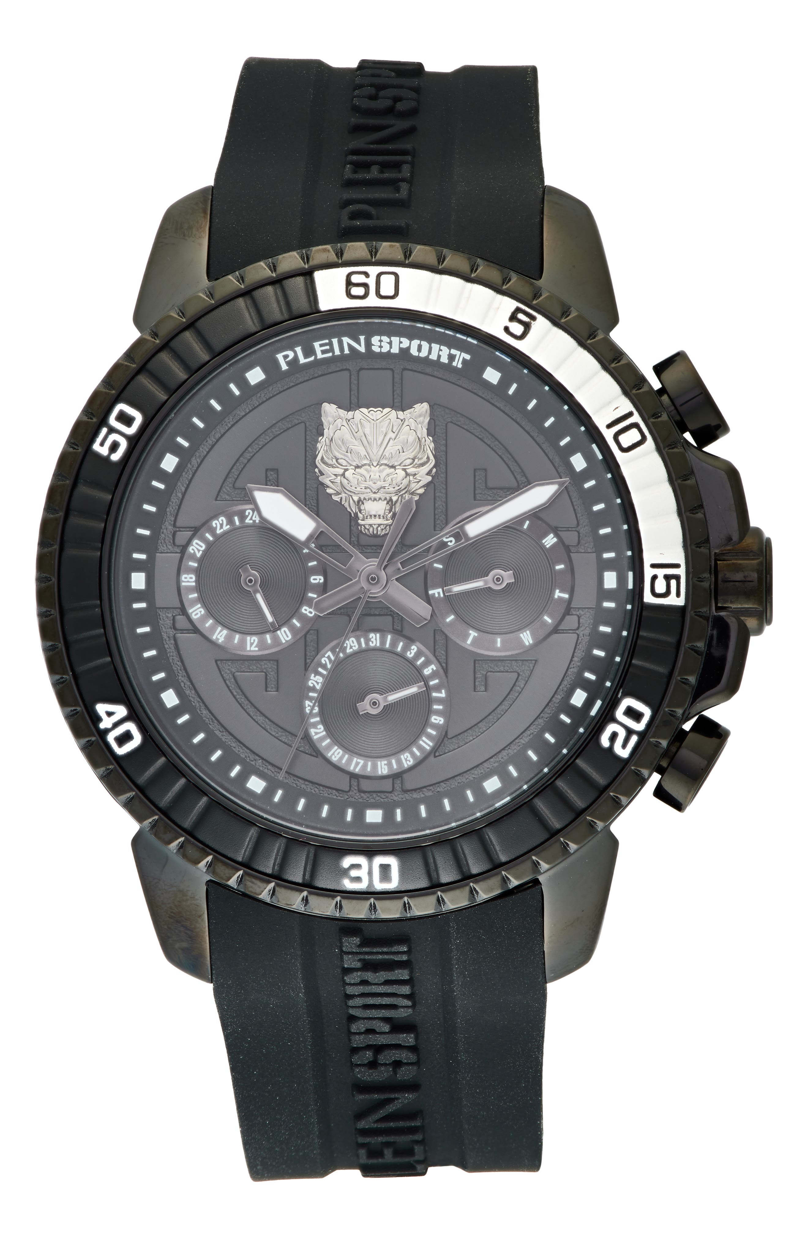 PLEIN SPORT Powerlift Silicone Strap Chronograph Watch, 45mm