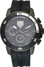 PLEIN SPORT Powerlift Silicone Strap Chronograph Watch, 45mm