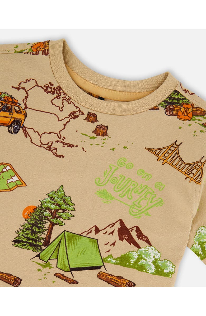 Deux par Deux Little Boy's Printed Organic Cotton Tee Camping Beige, Alternate, color,