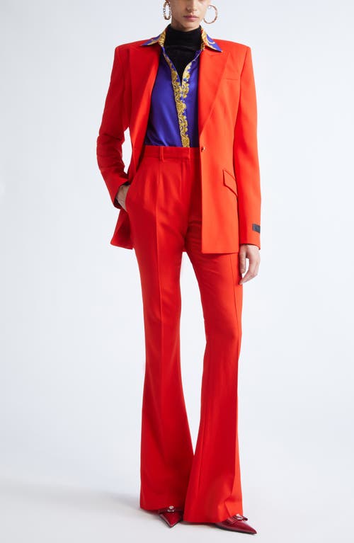 Versace Stretch Wool Gabardine Single Breasted Blazer In Orange