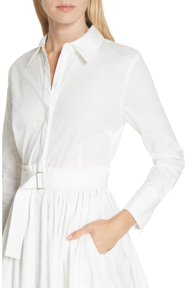 Pleated Poplin Shirtdress, Alternate, color, WHITE