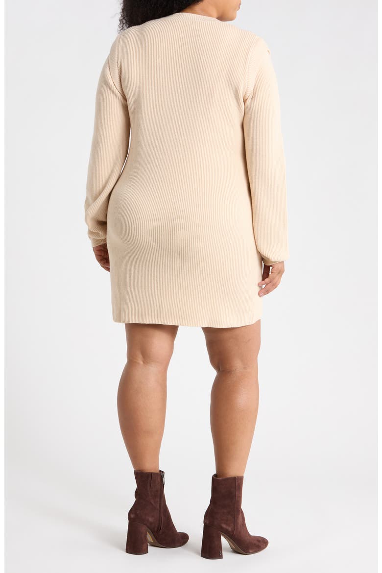 Journee Padded Shoulder Sweater Dress, Alternate, color, CREAM