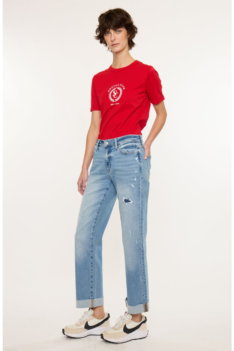Rocio Essentials Mid Rise Cropped Straight Leg Jeans, Alternate, color, Medium Wash