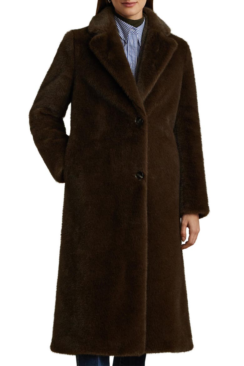 Faux Fur Coat, Alternate, color, CIRCUIT BROWN