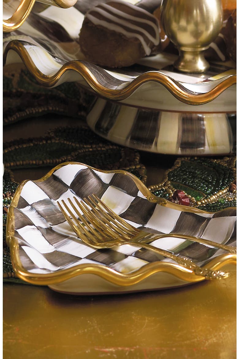 Courtly Check® Fluted Heart Plate, Alternate, color, BLACK/ WHITE