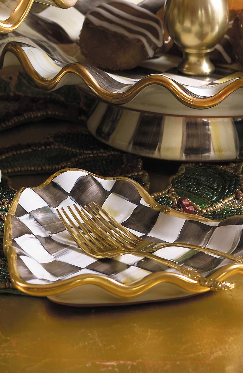 MACKENZIE CHILDS Courtly Check<sup>®</sup> Fluted Heart Plate, Alternate, color, Black/ White