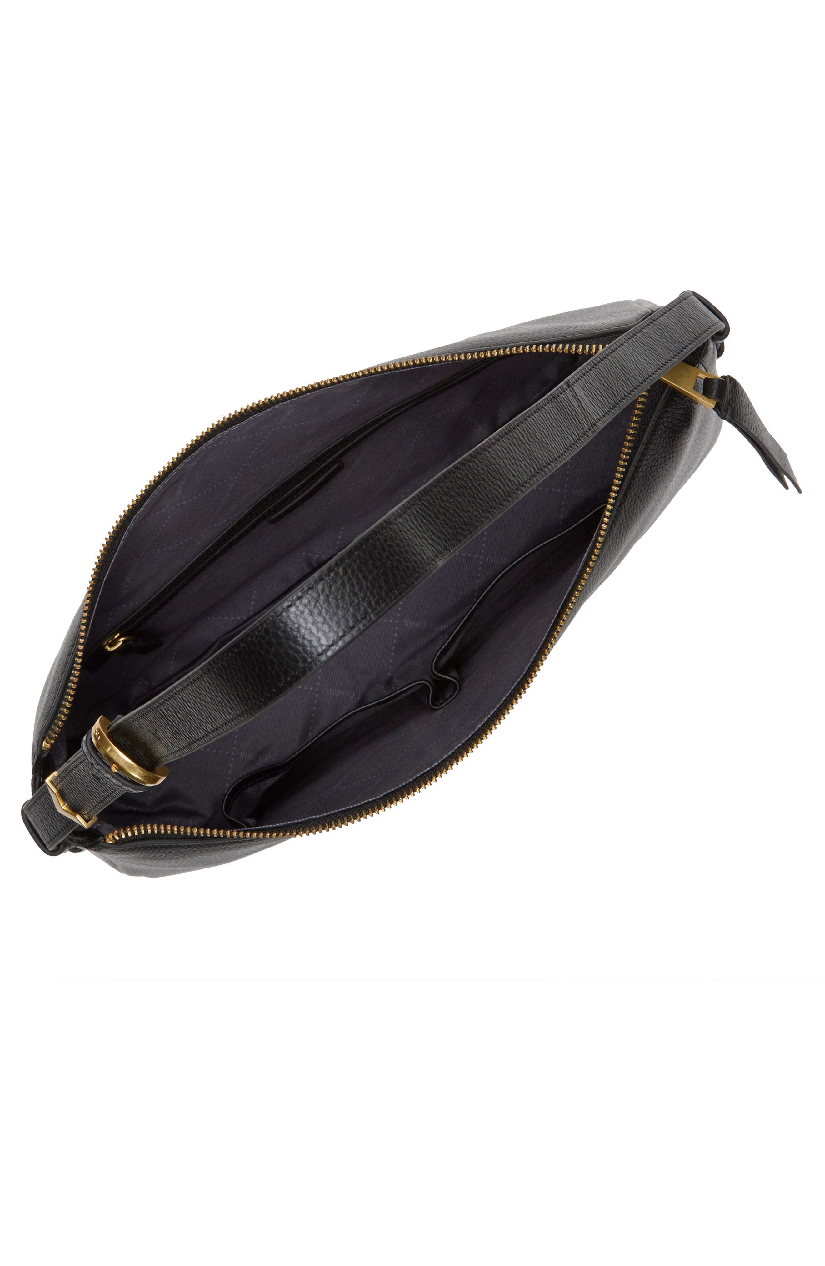 Vince Camuto Noemi Leather Shoulder Bag, Alternate, color, Black