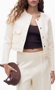 MANGO Cotton Blend Crop Utility Jacket