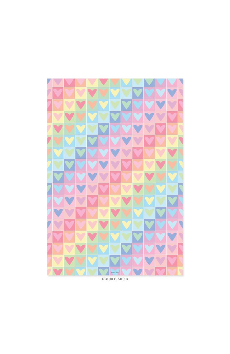 Ramus & Co Eight Sheets Two-Sided "Hearts" & "Rainbow Hearts" Heavyweight Gift Wrap, Alternate, color, Multicolored