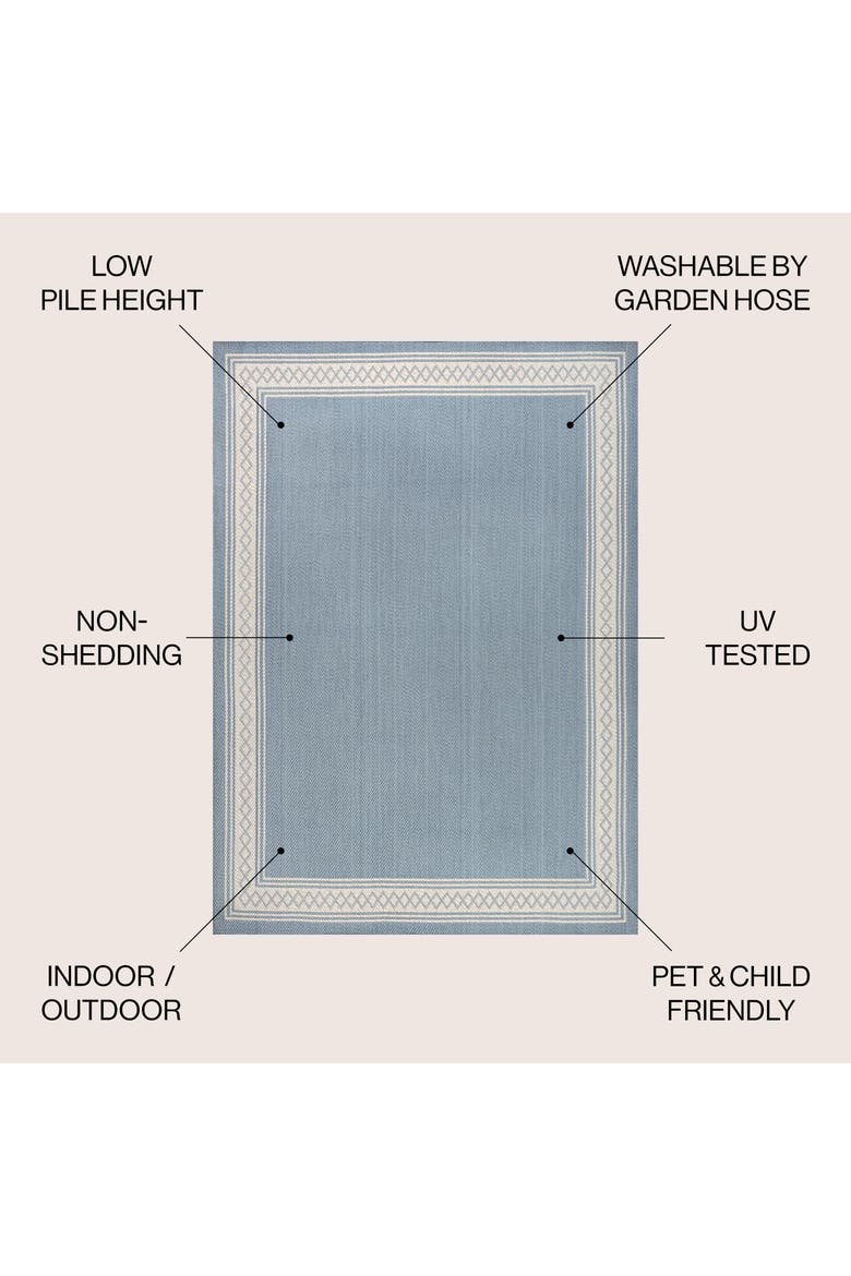 Lucia Classic Diamond Border Indoor/Outdoor Area Rug, Alternate, color, Blue/Cream