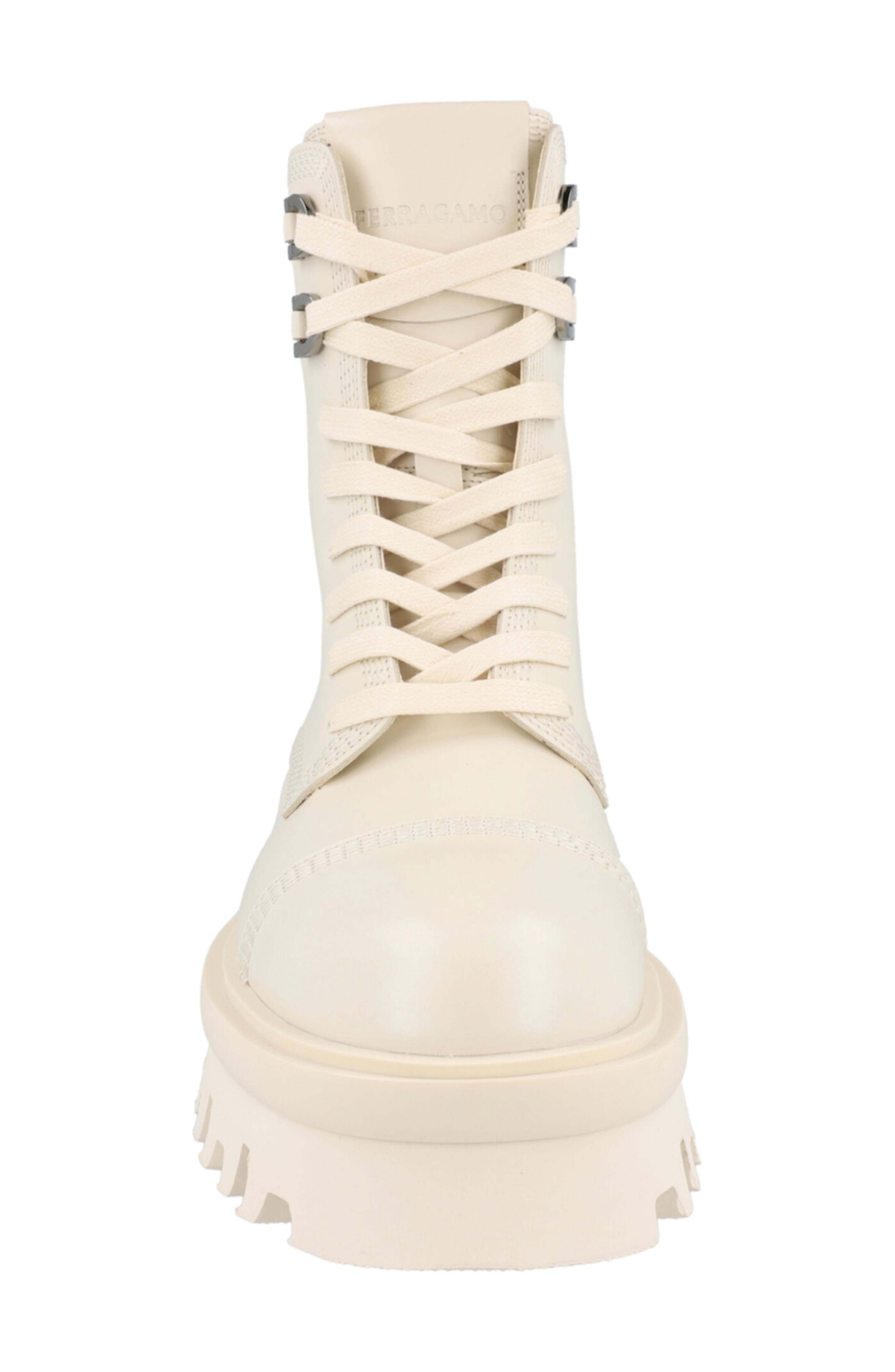 Kira Leather Lug Boot, Alternate, color, WHITE