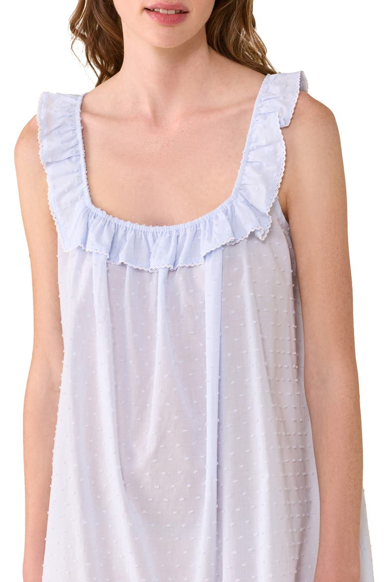 Swiss Dot Sleeveless Cotton Chemise Nightgown, Alternate, color, BLUE