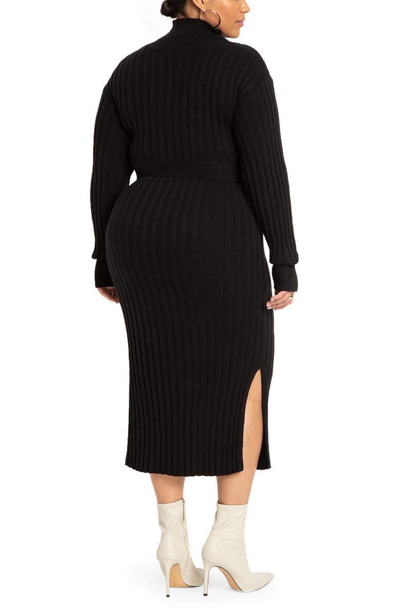 ELOQUII Button Detail Rib Sweater Dress, Alternate, color, 