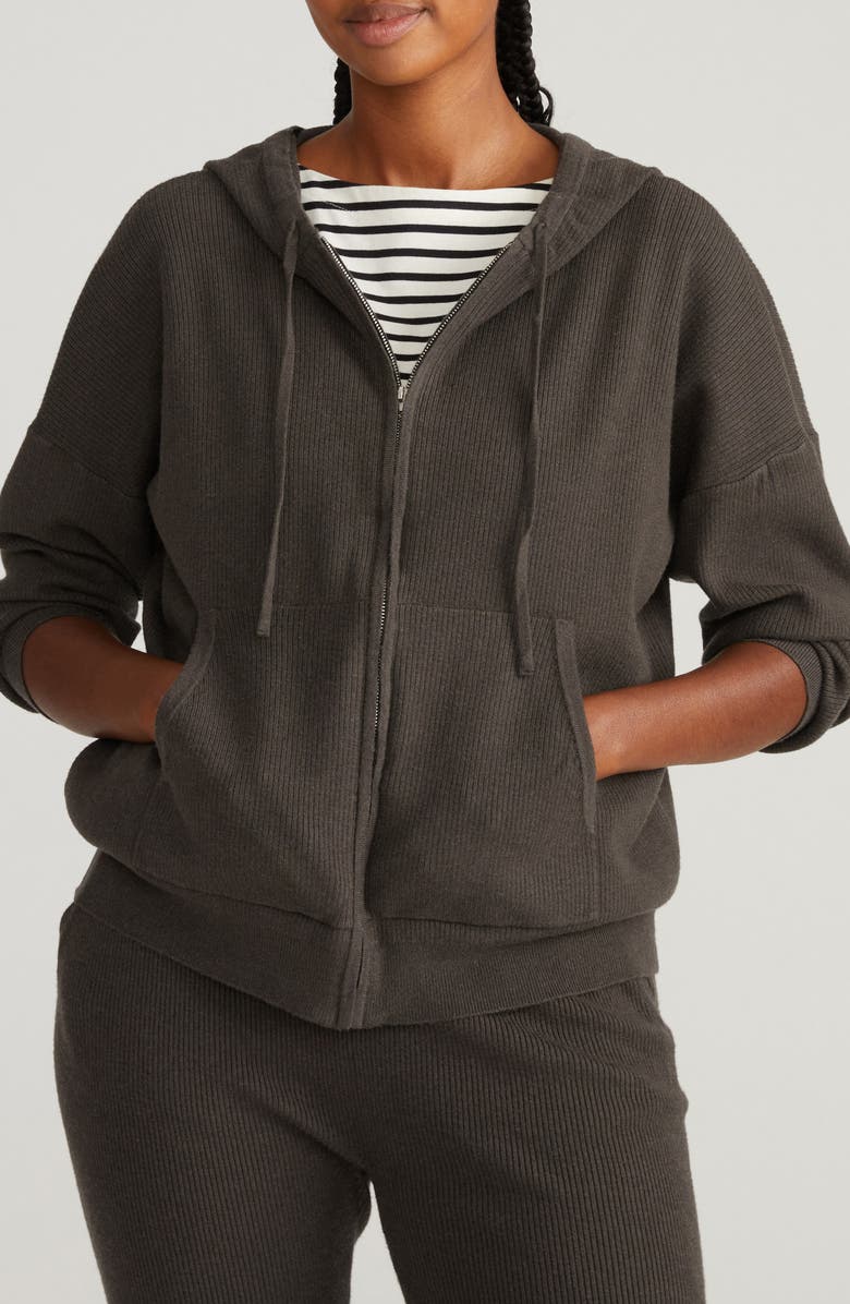 Universal Standard Rib Knit Zip-Up Hoodie, Main, color, 