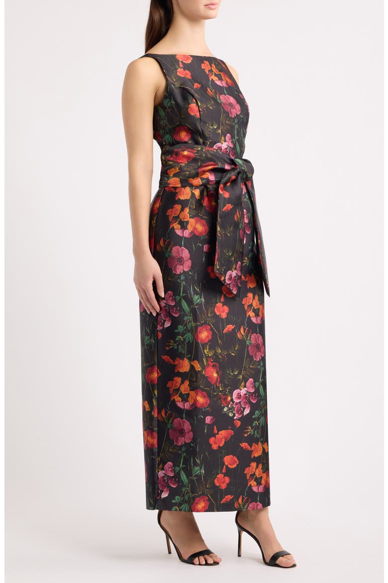 Floral Mikado Cocktail Dress, Alternate, color, BLACK MULTI