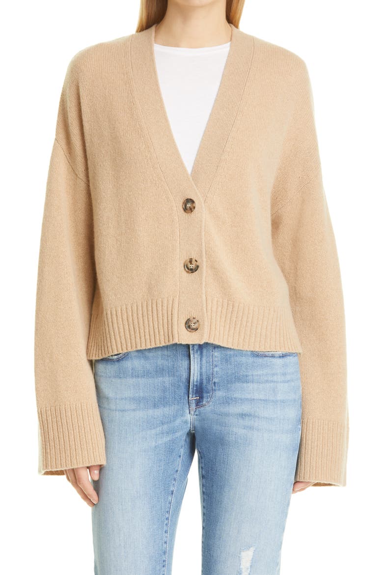 Cashmere Cardigan, Main, color, CARAMEL HEATHER