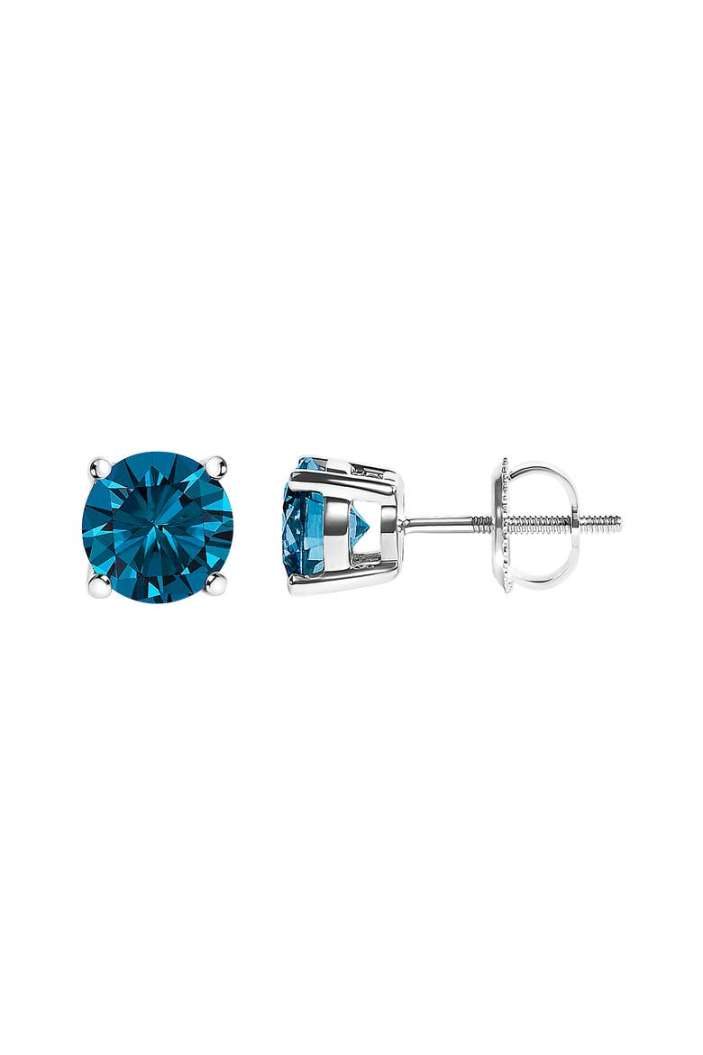 14K Gold 3.00 Cttw Blue Lab Grown Diamond Stud Earrings, Alternate, color, White
